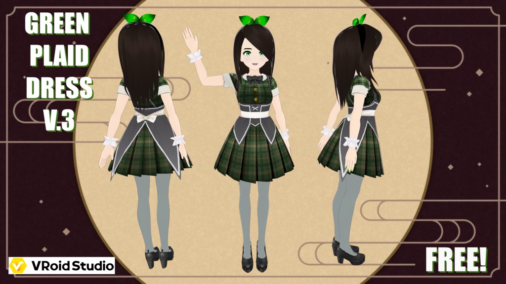 Green Plaid Dress V.3 - (5 piece outfit) - FREE!!!
