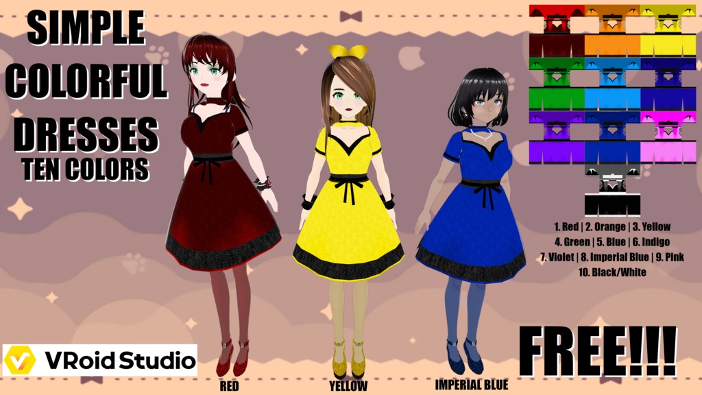 Simple Colorful Dresses - 10 Colors - FREE!!!