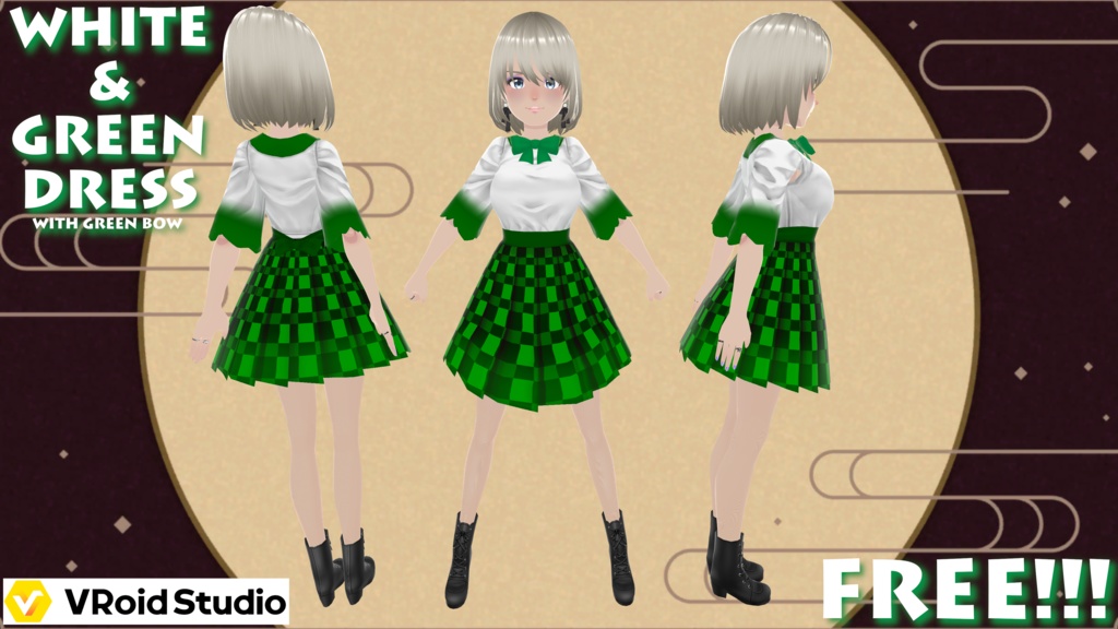 White & Green Dress w/ Green Bow - FREE!!!