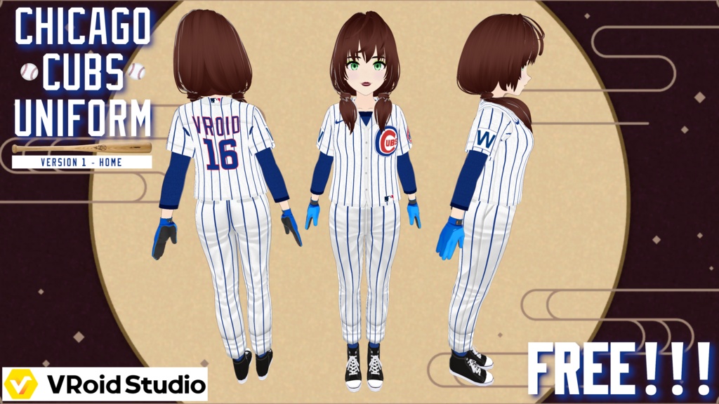 Chicago Cubs Baseball Uniform - Home Version - FREE!!!