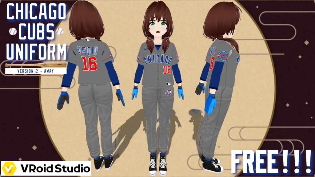 Chicago Cubs Baseball Uniform - Away Version - FREE!!!