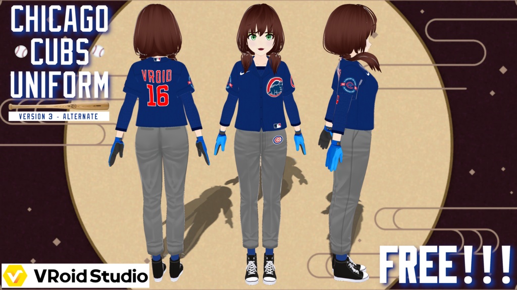 Chicago Cubs Baseball Uniform - Alternate Version - FREE!!!