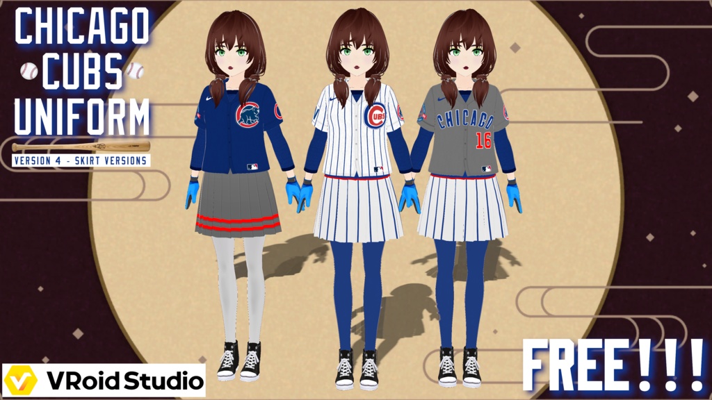 Chicago Cubs Baseball Uniform - Skirt Version (6 Different Skirts!) - FREE!!!