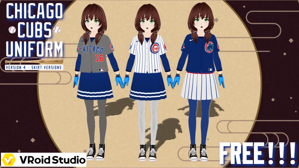 Chicago Cubs Baseball Uniform - Skirt Version (6 Different Skirts!) - FREE!!!