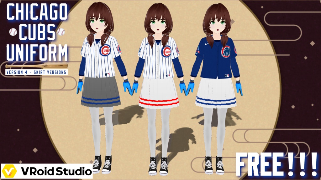 Chicago Cubs Baseball Uniform - Skirt Version (6 Different Skirts!) - FREE!!!