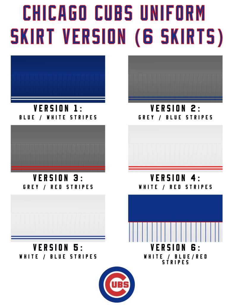 Chicago Cubs Baseball Uniform - Skirt Version (6 Different Skirts!) - FREE!!!