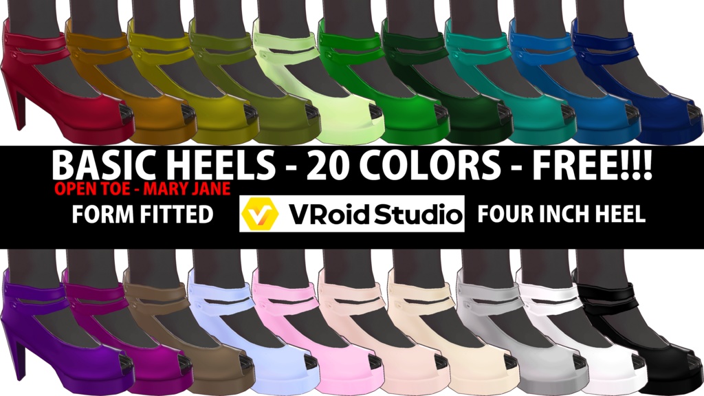 BASIC HEELS (OPEN TOE - MARY JANE) - 20 COLORS - FORM FITTED - FOUR INCH HEEL - FREE!!!