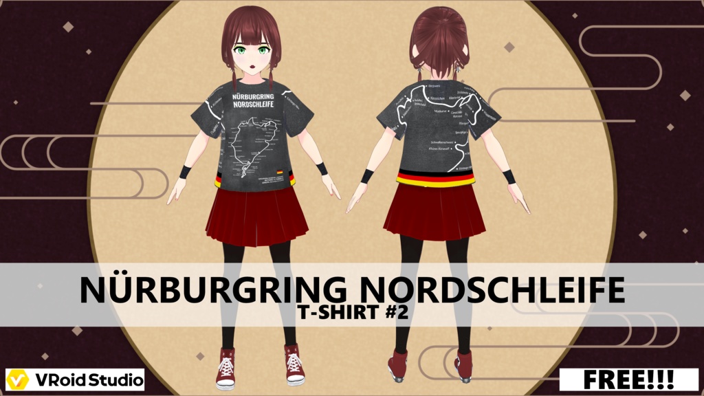 NÜRBURGRING NORDSCHLEIFE T-SHIRT #2 with Black Wrist Bands - FREE!!!