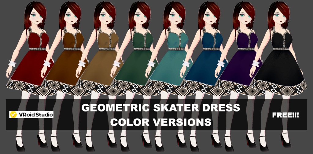 Geometric Skater Dress - (COLOR Versions - 8 Dresses!!!) FREE!!!!