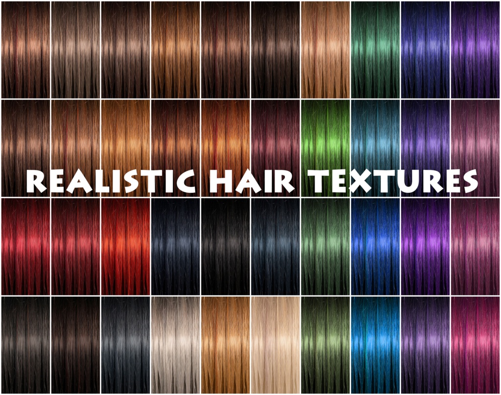 Realistic Hair Textures (40 Colors) - FREE!!!