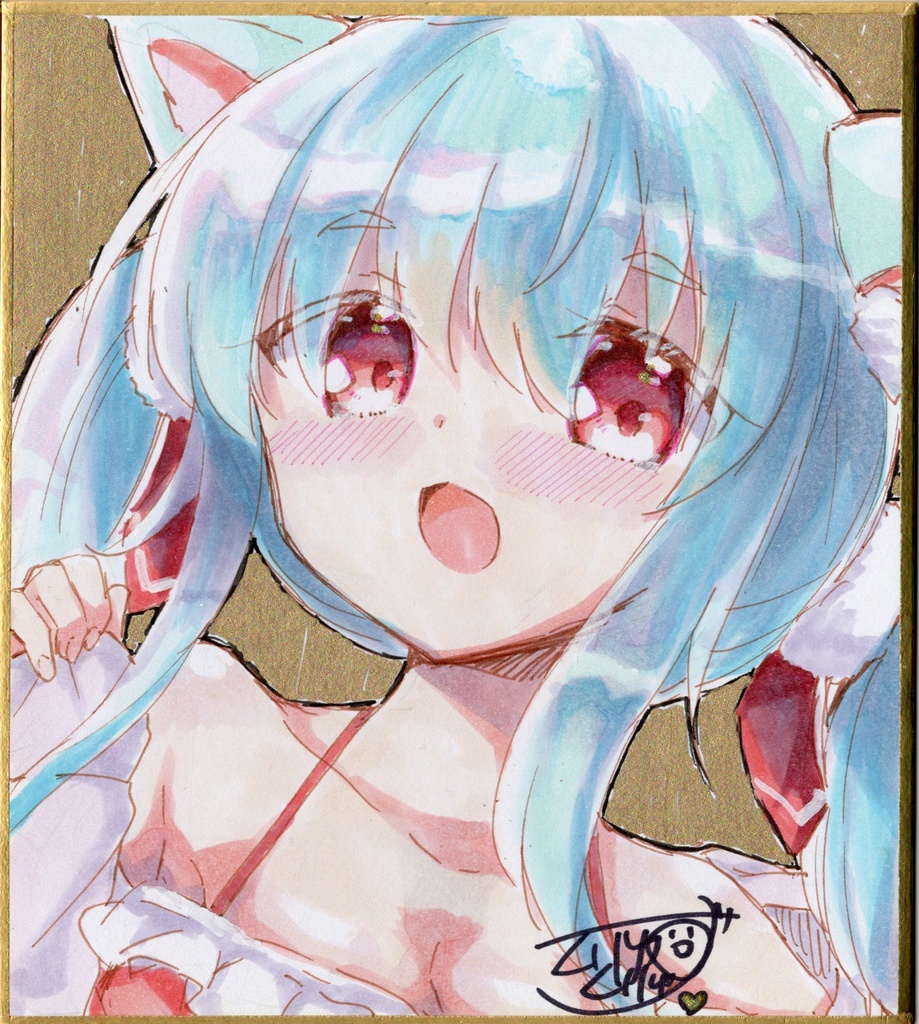 直筆色紙【創作/水着てぐちゃん】小色紙サイズ