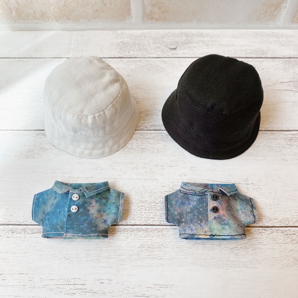 星空シャツ・リバーシブルバケットハット(10cmぬい・12cmぬい用)