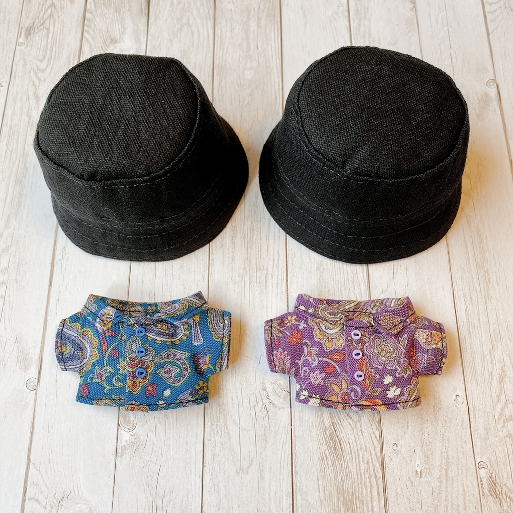 ペイズリーシャツ・リバーシブルバケットハット(10cmぬい・12cmぬい用)