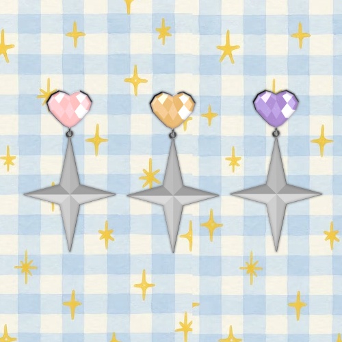 【無料】ハートと星のゆれピアス