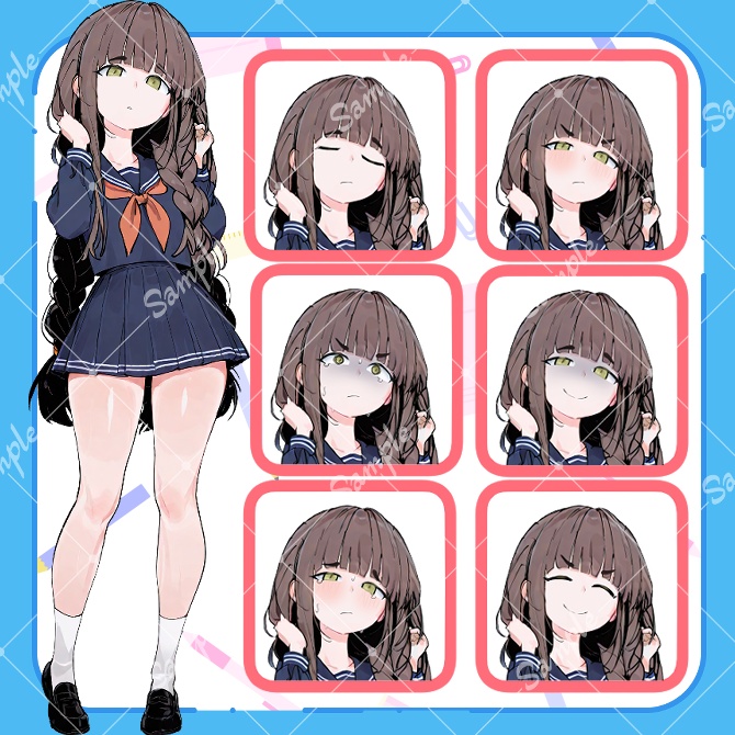 【無料版あり】立ち絵素材01 セーラー服の少女A（表情差分あり）