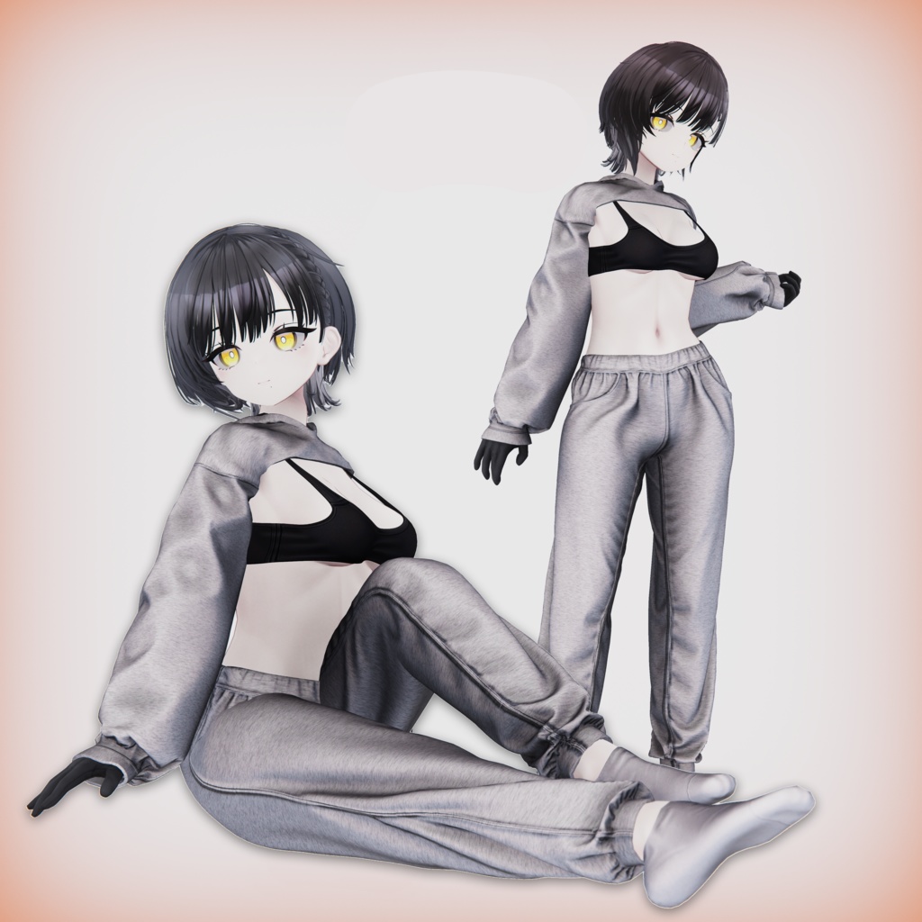 【3アバター対応】Crop hoodie & sweatpants combo