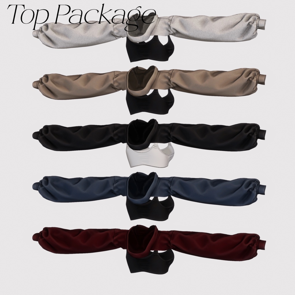 【3アバター対応】Crop hoodie & sweatpants combo