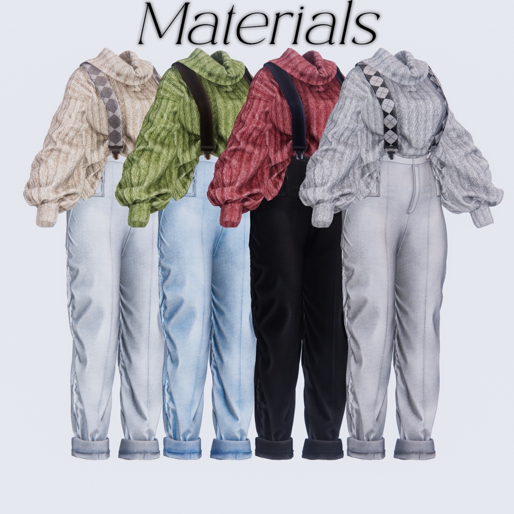 【2アバター対応】 Baggy knit denim