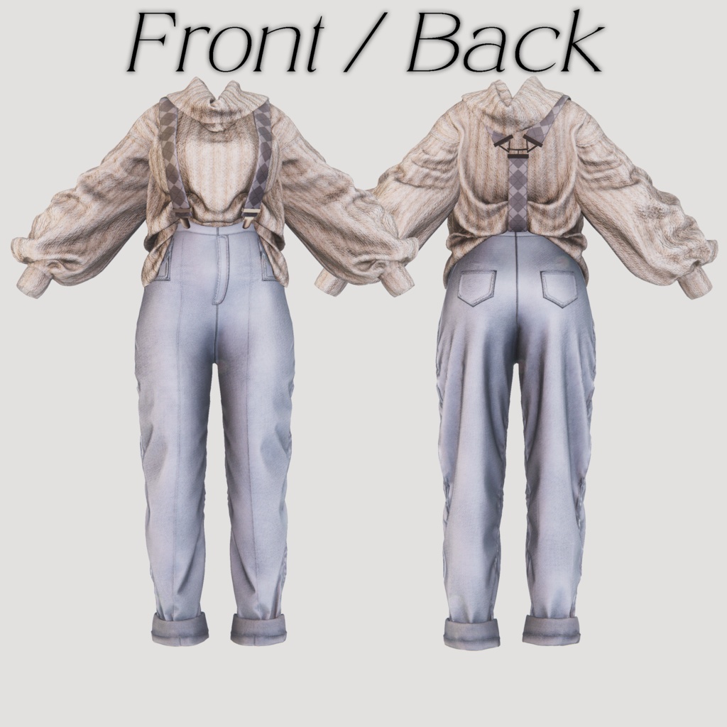 【2アバター対応】 Baggy knit denim