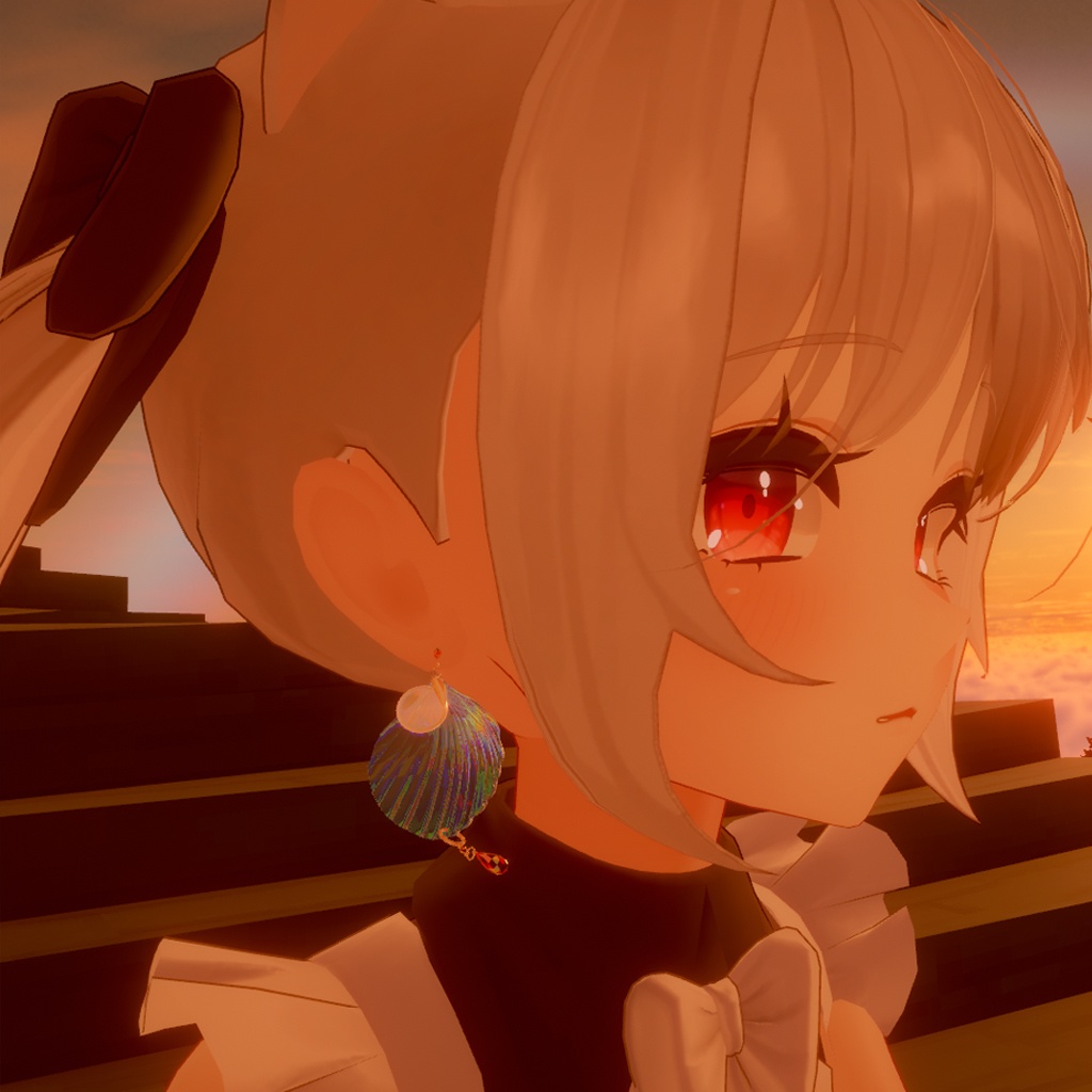 【PB対応】 VRChat用アクセサリーパールシェルイヤリング