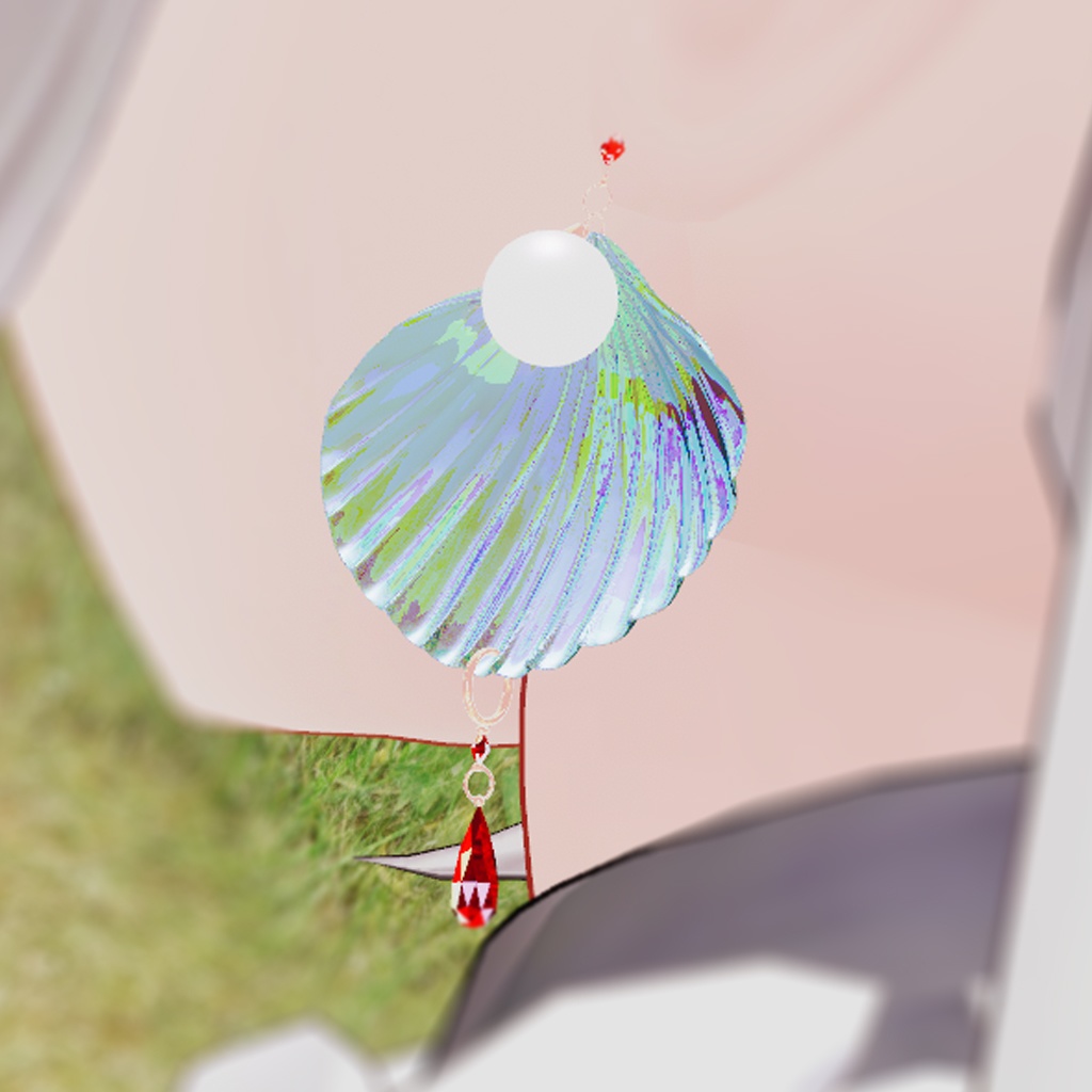 【PB対応】 VRChat用アクセサリーパールシェルイヤリング