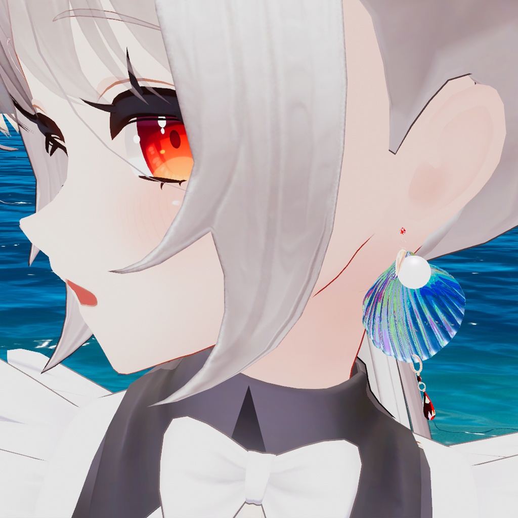 【PB対応】 VRChat用アクセサリーパールシェルイヤリング