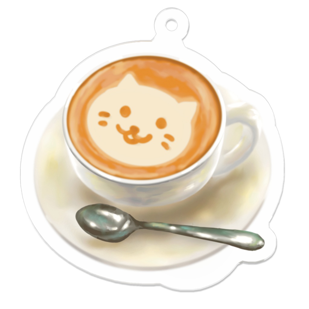 にゃんこラテアートアクリルキーホルダー