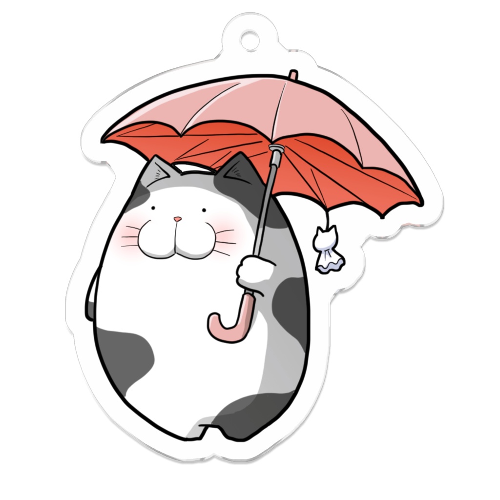 一番最安傘をさすおかっぱちゃん　猫の絵 絵画