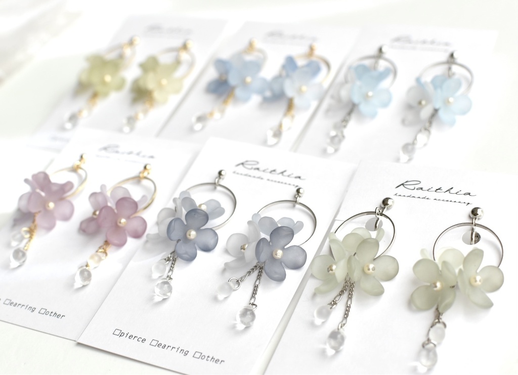 【nntm】【1〜3】お花としずくのピアス/イヤリング