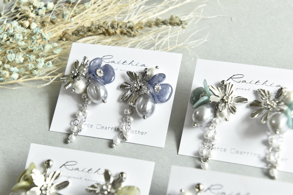 メタルフラワーピアス/イヤリング【nntm/忍たま イメージカラー】