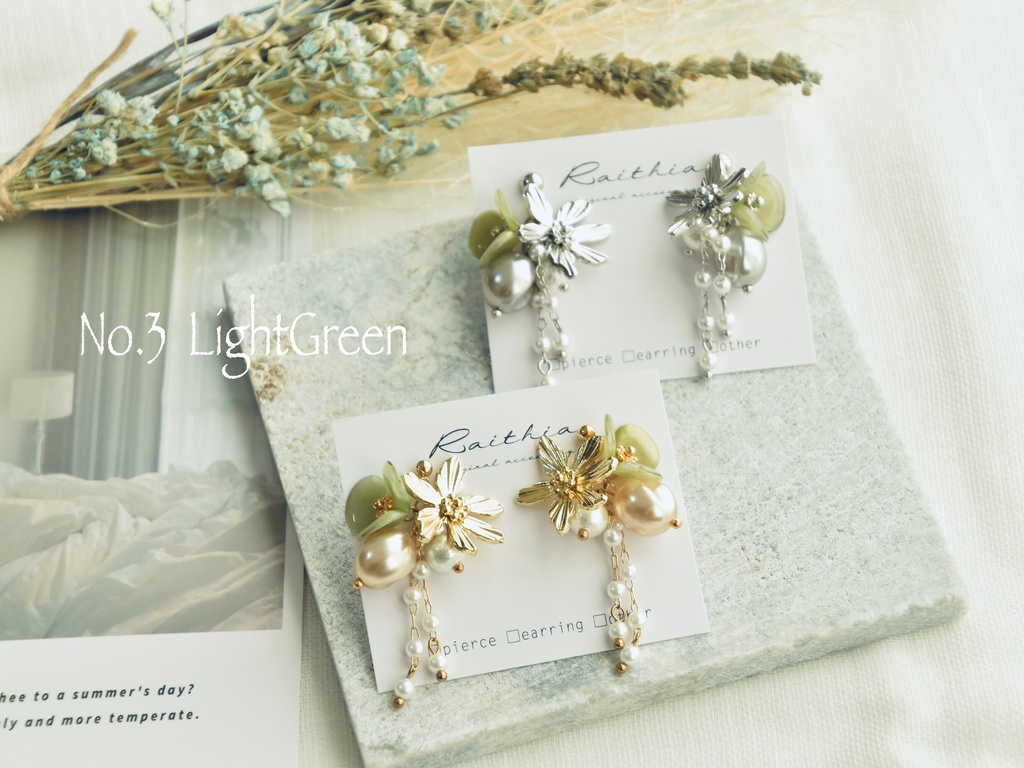 メタルフラワーピアス/イヤリング【nntm/忍たま イメージカラー】