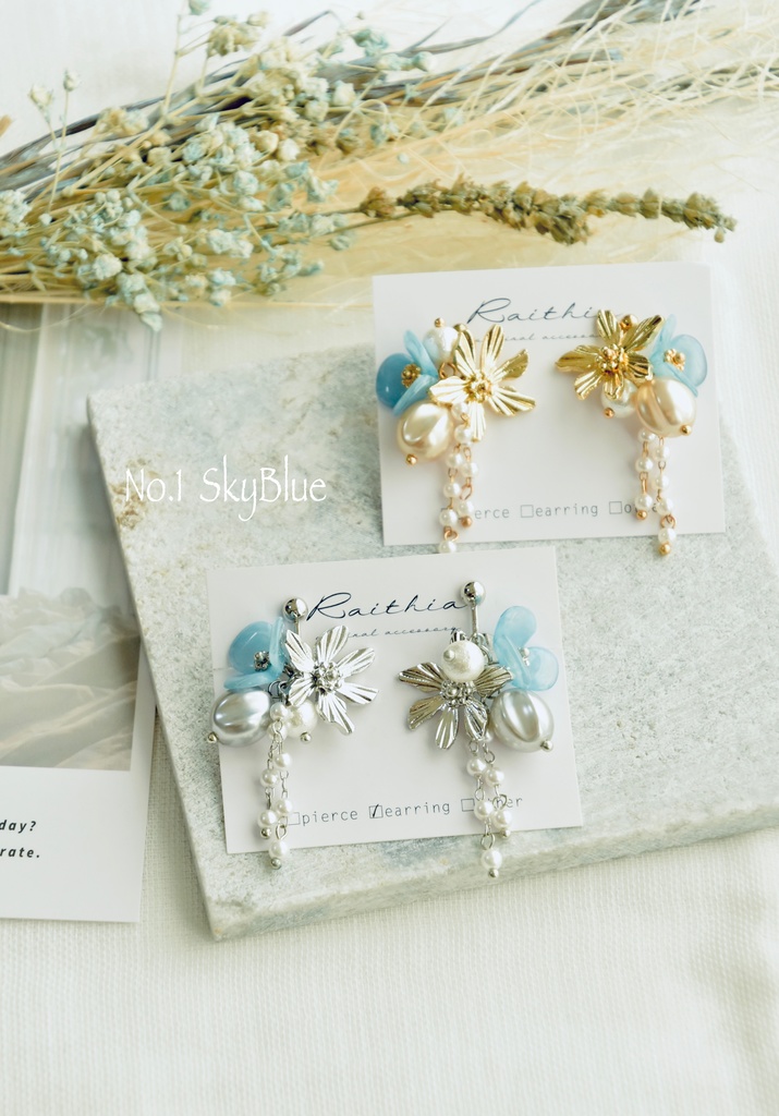 メタルフラワーピアス/イヤリング【nntm/忍たま イメージカラー】