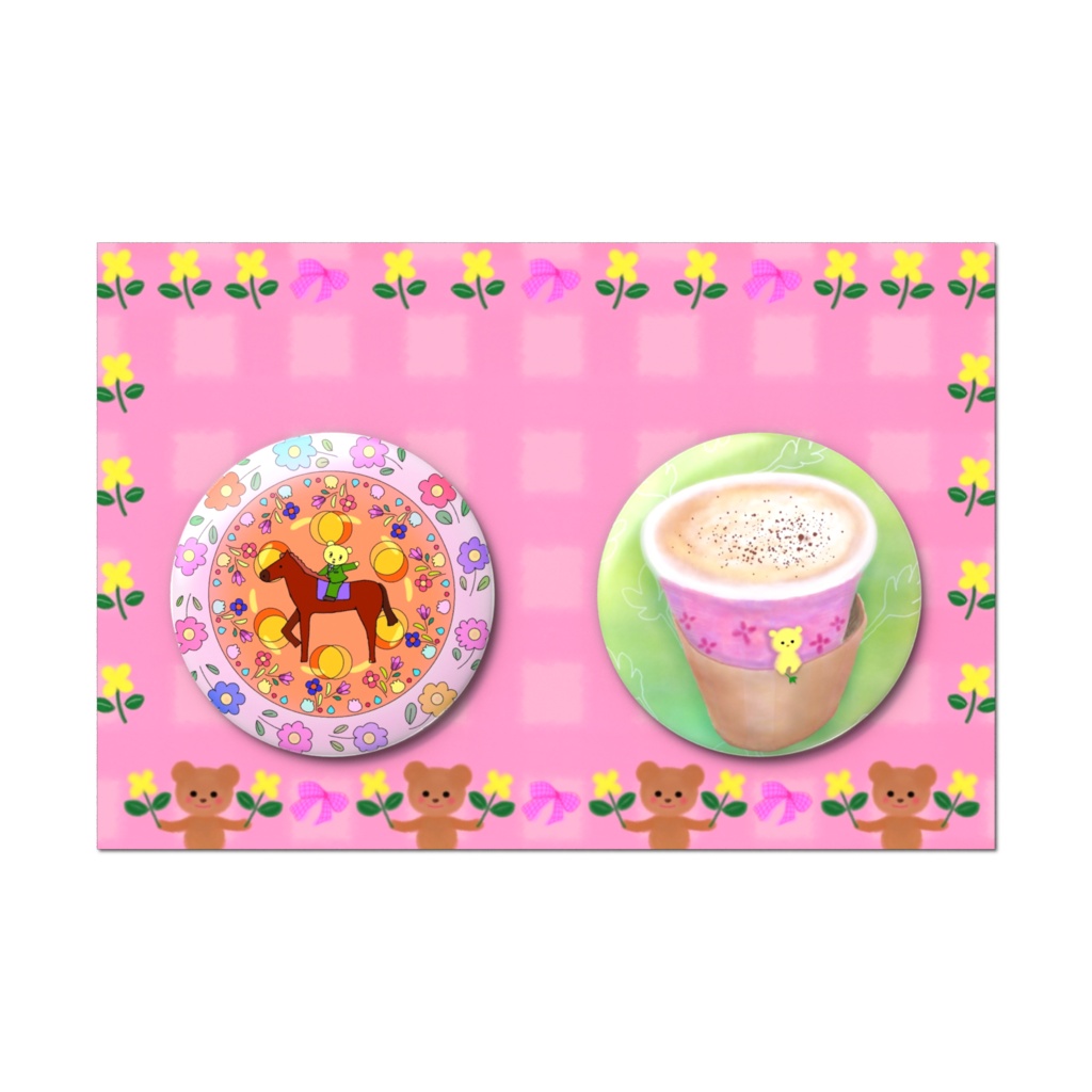 缶バッチ(乗馬・カフェラテ)