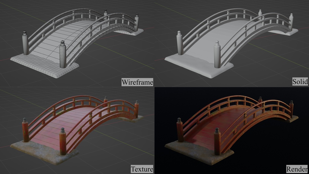 【和風】太鼓橋 - Japanese Style Bridge (無料あり)