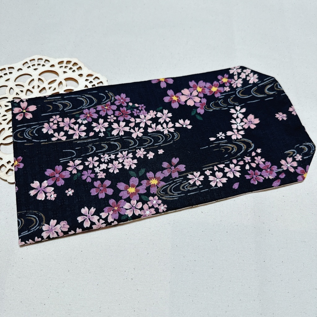 【ブックカバー】和柄桜✗ねこ 文庫本サイズ #10 【ハンドメイド】