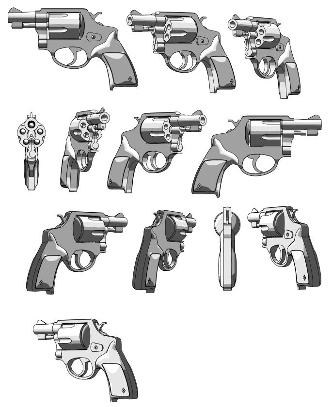 警察拳銃画像36パターン クリスタ Psd クリスタ コミスタ素材製作所 Booth