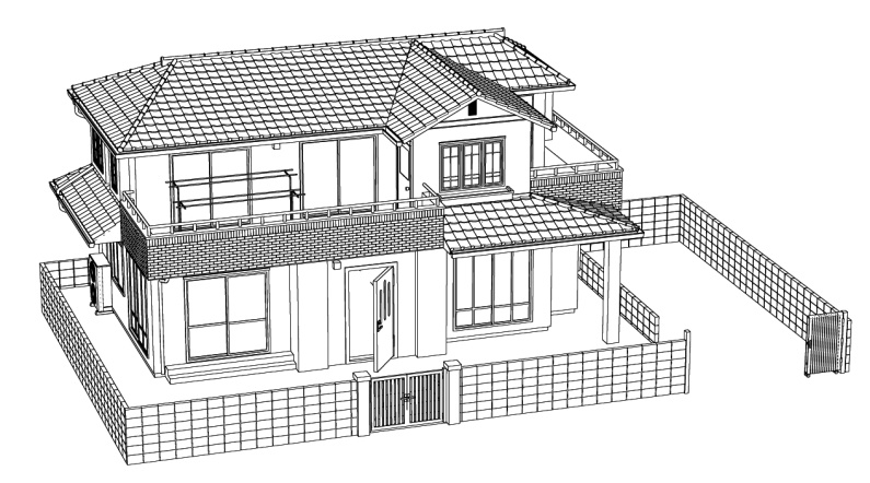 【漫画背景用3D】一軒家の3D・細かくパーツ分け可能【lwo, clip】