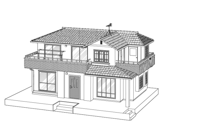 【漫画背景用3D】一軒家の3D・細かくパーツ分け可能【lwo, clip】