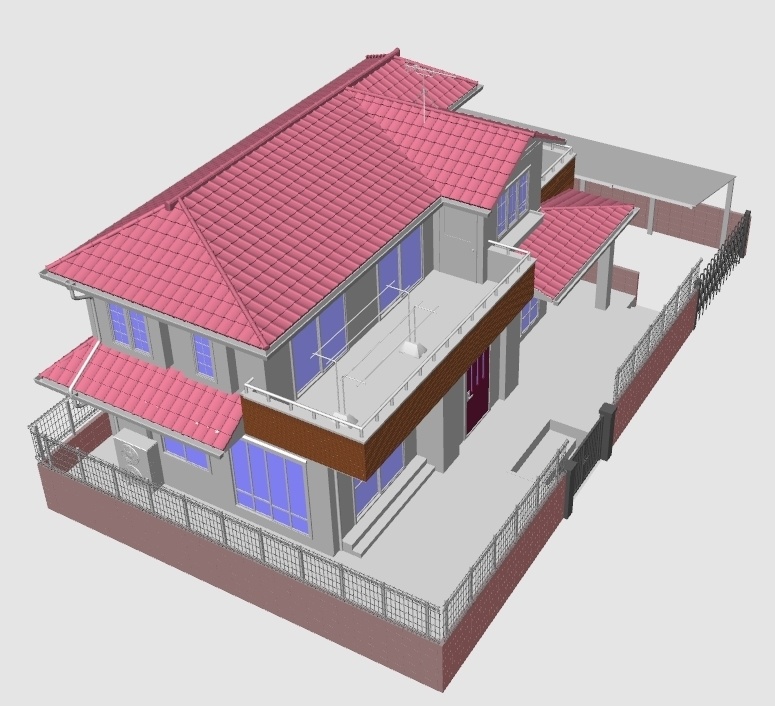 【漫画背景用3D】一軒家の3D・細かくパーツ分け可能【lwo, clip】