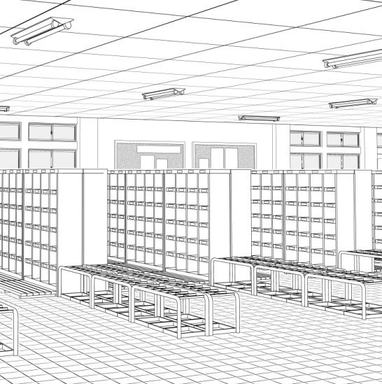 学校玄関線画 クリスタ コミスタ素材製作所 Booth