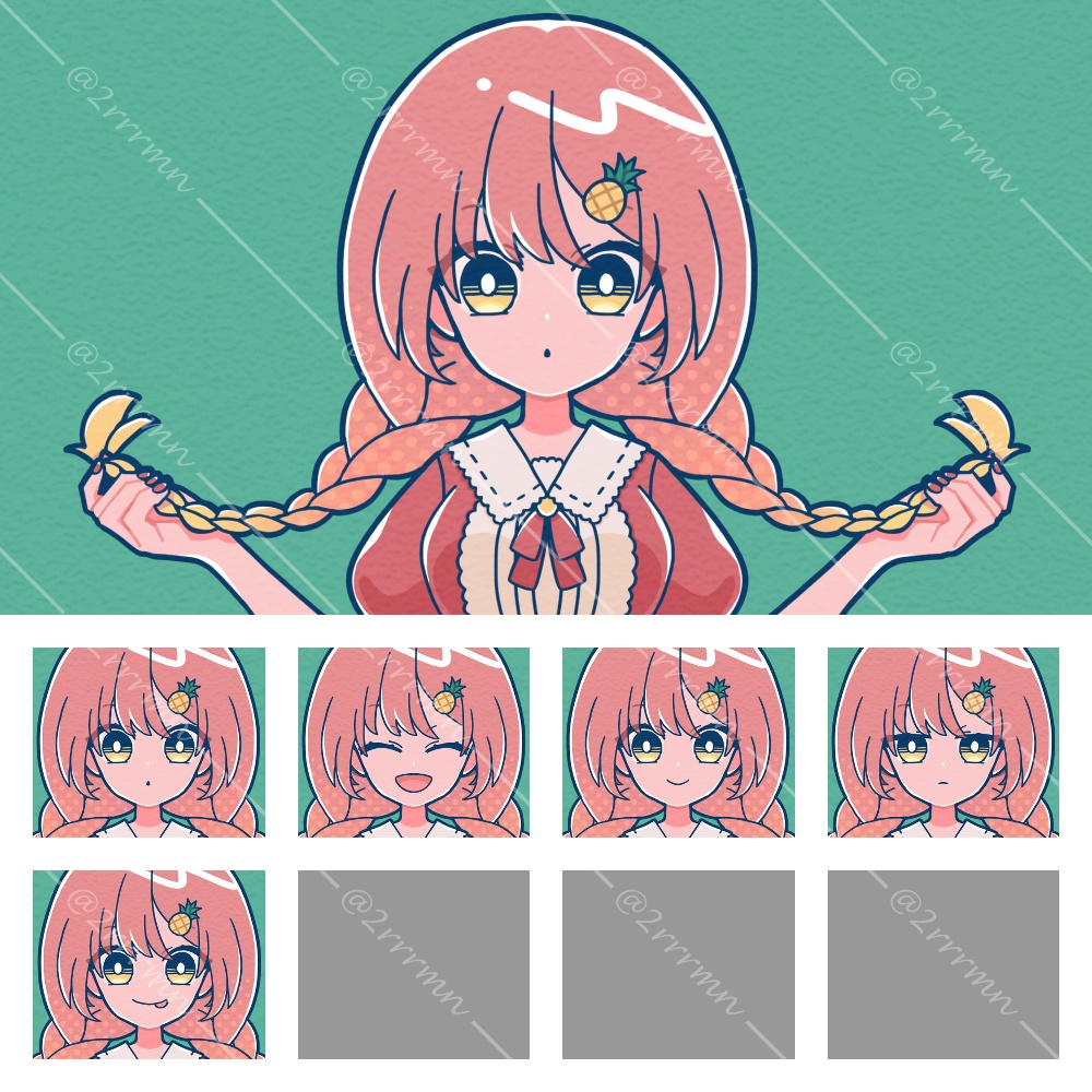 【表情5種】みつあみの女の子【ニューレトロポップ】