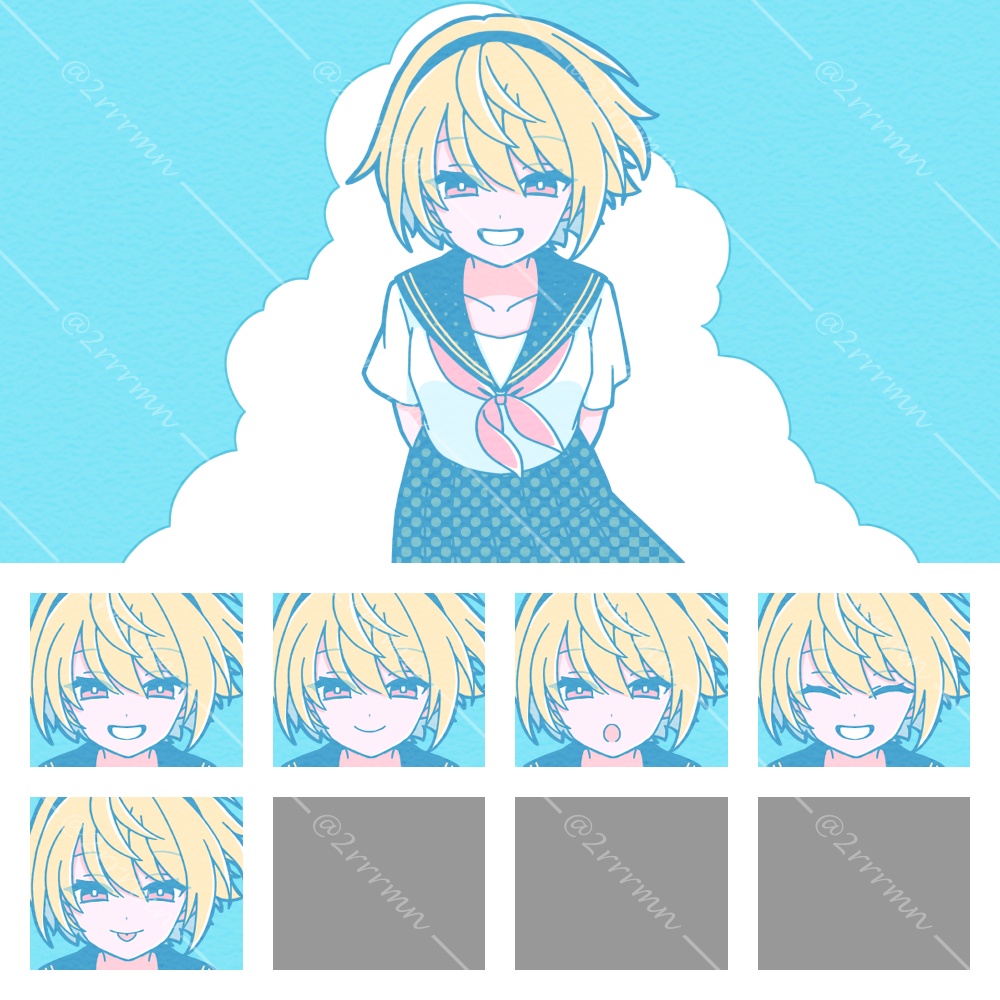 【表情5種】入道雲とセーラー服【ニューレトロポップ】