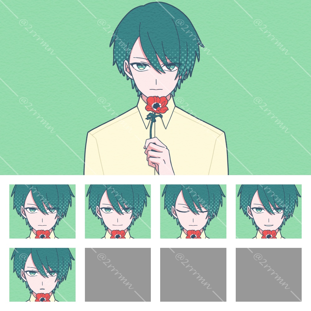 【表情5種】アネモネを持った男の子【ニューレトロポップ】
