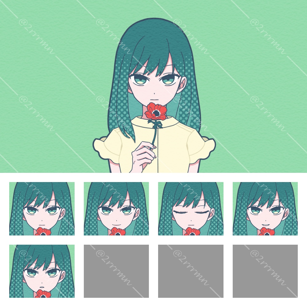 【表情5種】アネモネを持った女の子【ニューレトロポップ】