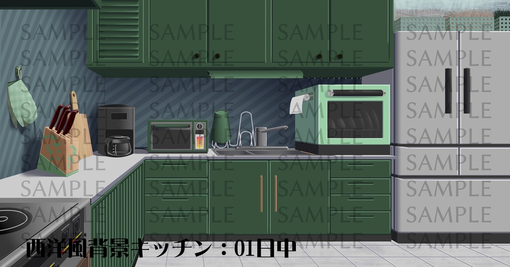 西洋風背景:キッチン