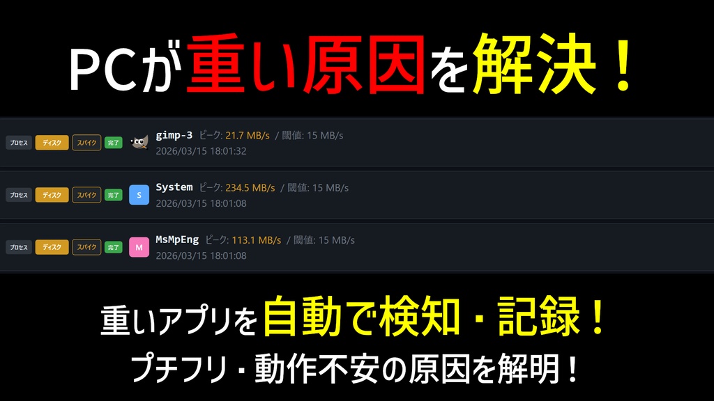 PCパフォーマンスチェッカー【プチフリ・高負荷を自動検知】