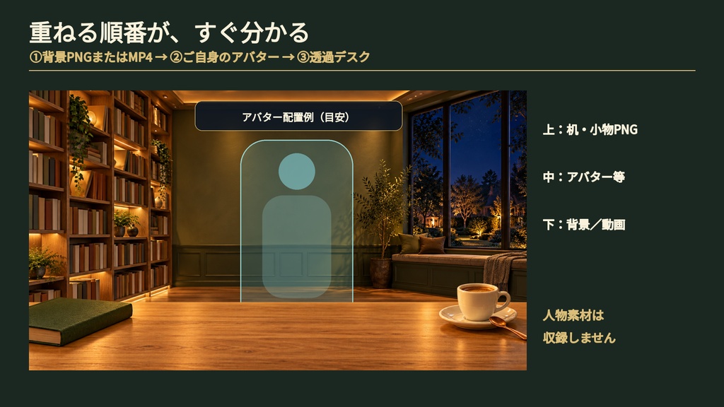 深夜のブックカフェ雑談配信セット