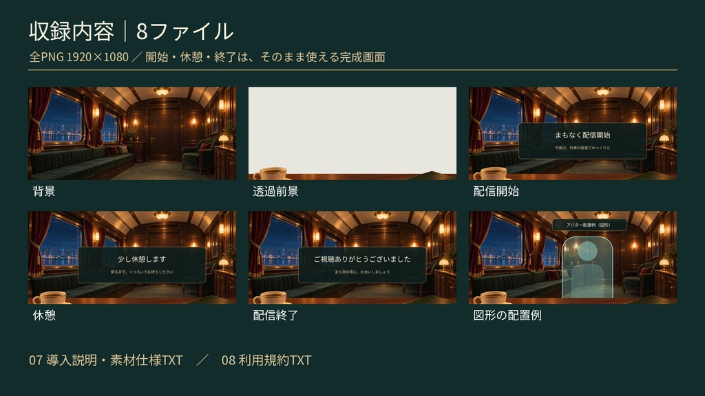 夜行列車の個室ラウンジ雑談配信セット