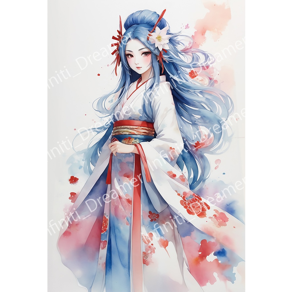 瀬織津姫 着物姿 スピリチュアル 開運 イラスト アート（デジタル