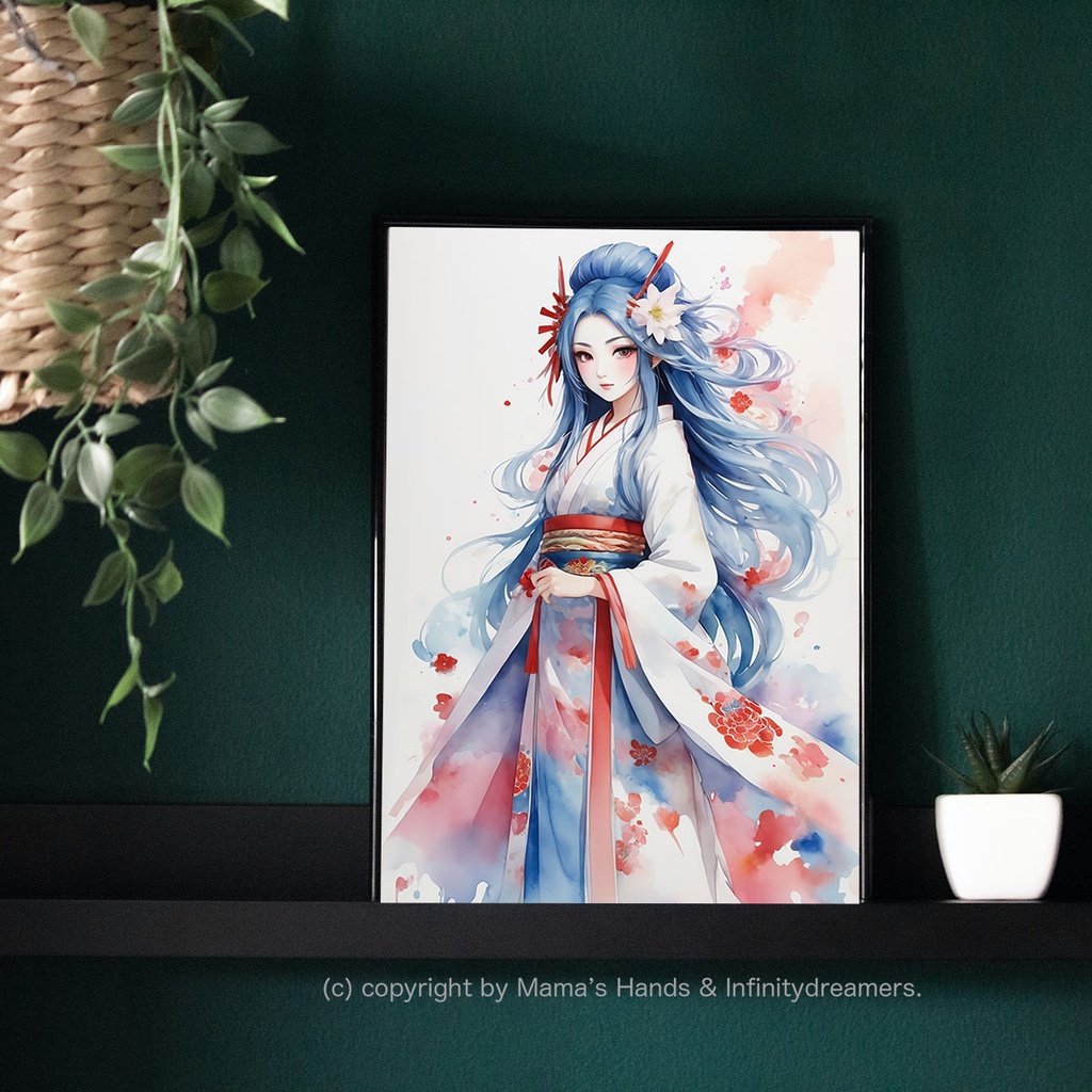 瀬織津姫 着物姿 スピリチュアル 開運 イラスト アート(デジタルコンテンツ ダウンロード販売)